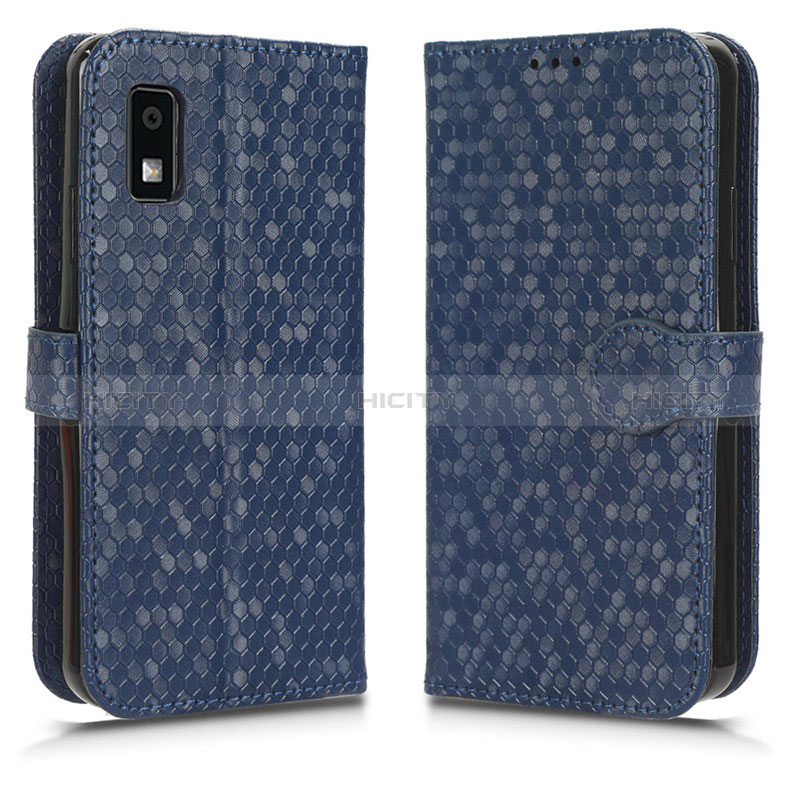 Funda de Cuero Cartera con Soporte Carcasa C01X para Sharp Aquos wish3 Azul