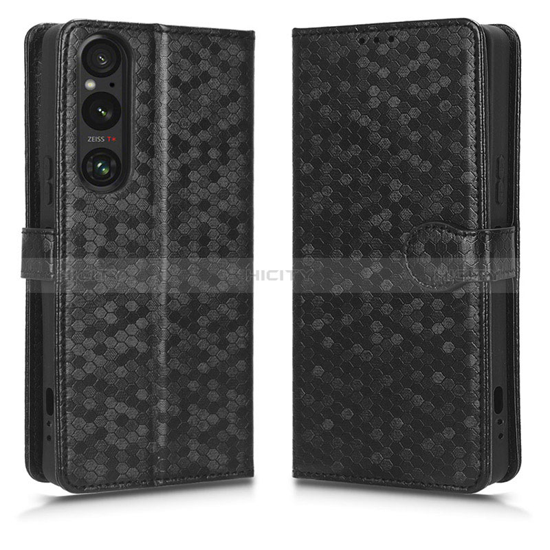 Funda de Cuero Cartera con Soporte Carcasa C01X para Sony Xperia 1 V Negro