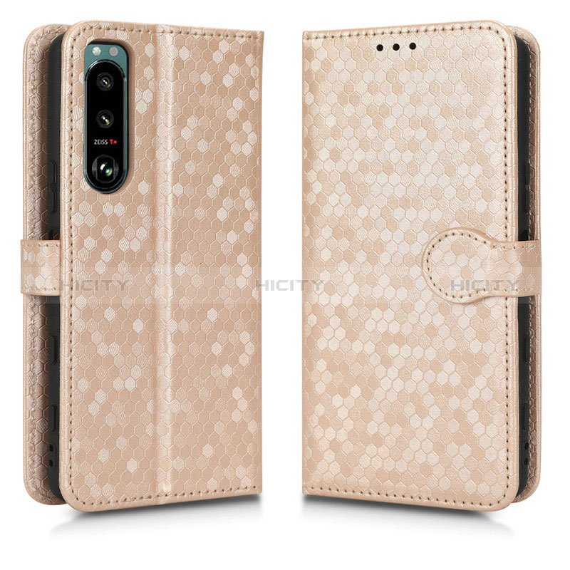 Funda de Cuero Cartera con Soporte Carcasa C01X para Sony Xperia 5 III Oro