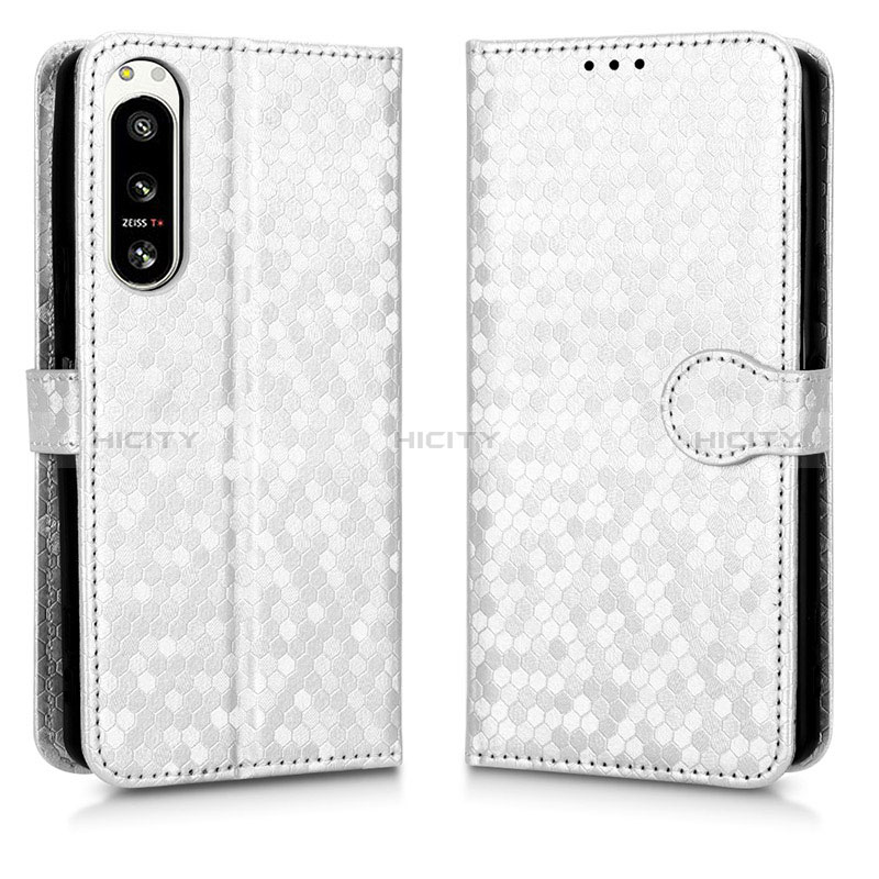 Funda de Cuero Cartera con Soporte Carcasa C01X para Sony Xperia 5 IV Plata