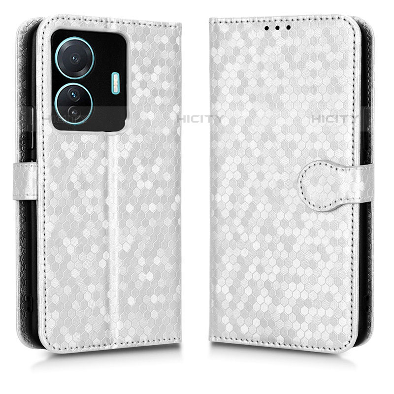 Funda de Cuero Cartera con Soporte Carcasa C01X para Vivo T1 Pro 5G Plata