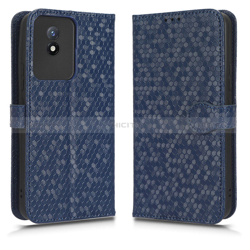 Funda de Cuero Cartera con Soporte Carcasa C01X para Vivo Y02 Azul