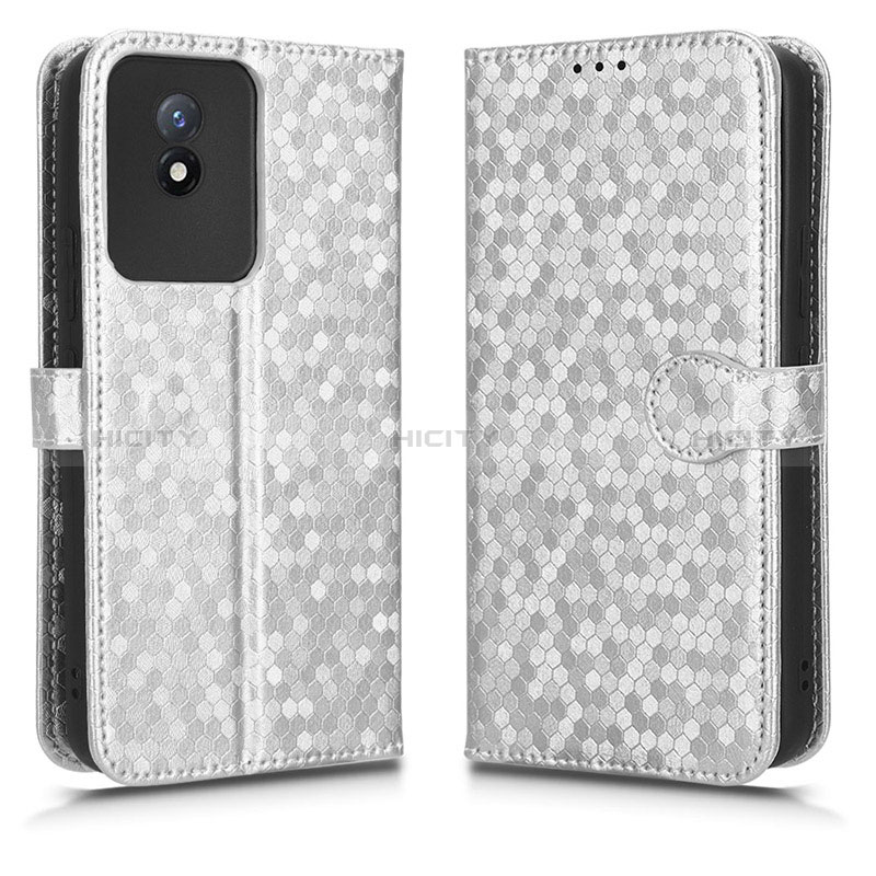 Funda de Cuero Cartera con Soporte Carcasa C01X para Vivo Y11 (2023) Plata