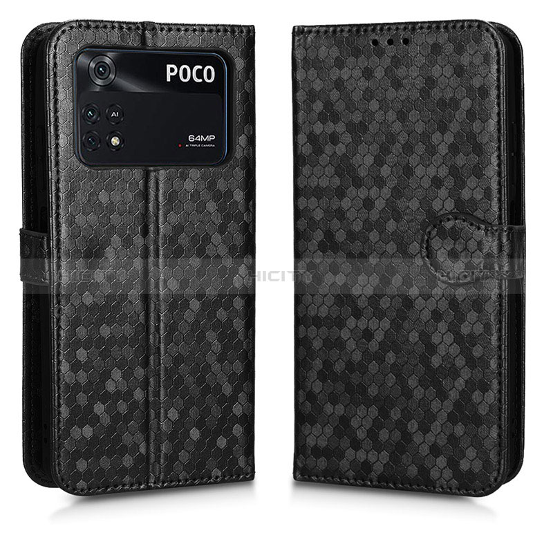 Funda de Cuero Cartera con Soporte Carcasa C01X para Xiaomi Poco M4 Pro 4G Negro