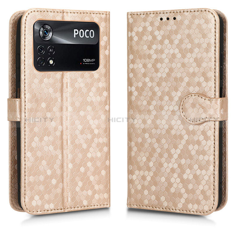 Funda de Cuero Cartera con Soporte Carcasa C01X para Xiaomi Poco X4 Pro 5G Oro