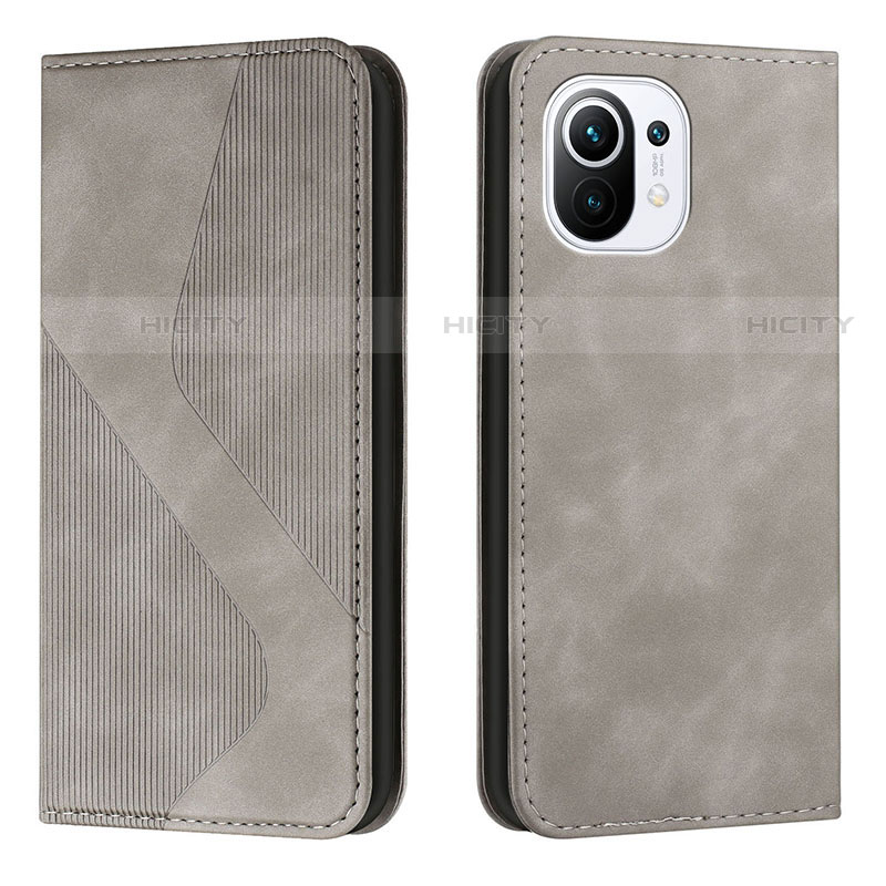 Funda de Cuero Cartera con Soporte Carcasa C02 para Xiaomi Mi 11 5G Gris