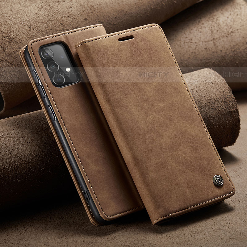 Funda de Cuero Cartera con Soporte Carcasa C02S para Samsung Galaxy A52 4G Marron Claro