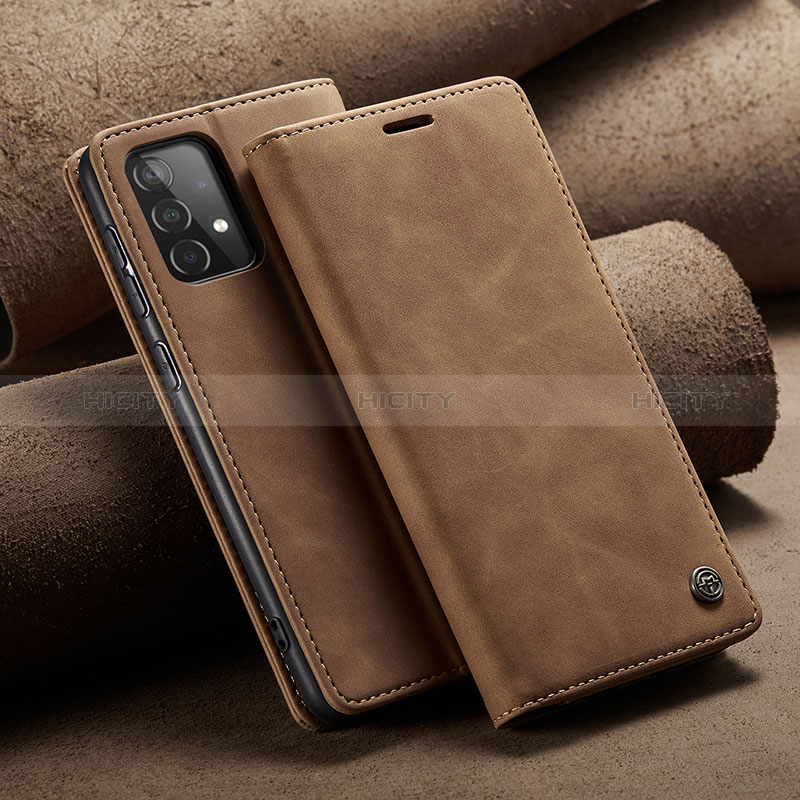 Funda de Cuero Cartera con Soporte Carcasa C02S para Samsung Galaxy A52s 5G Marron Claro