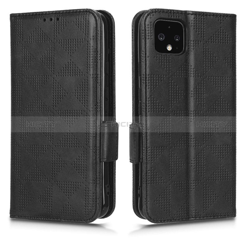 Funda de Cuero Cartera con Soporte Carcasa C02X para Google Pixel 4 Negro