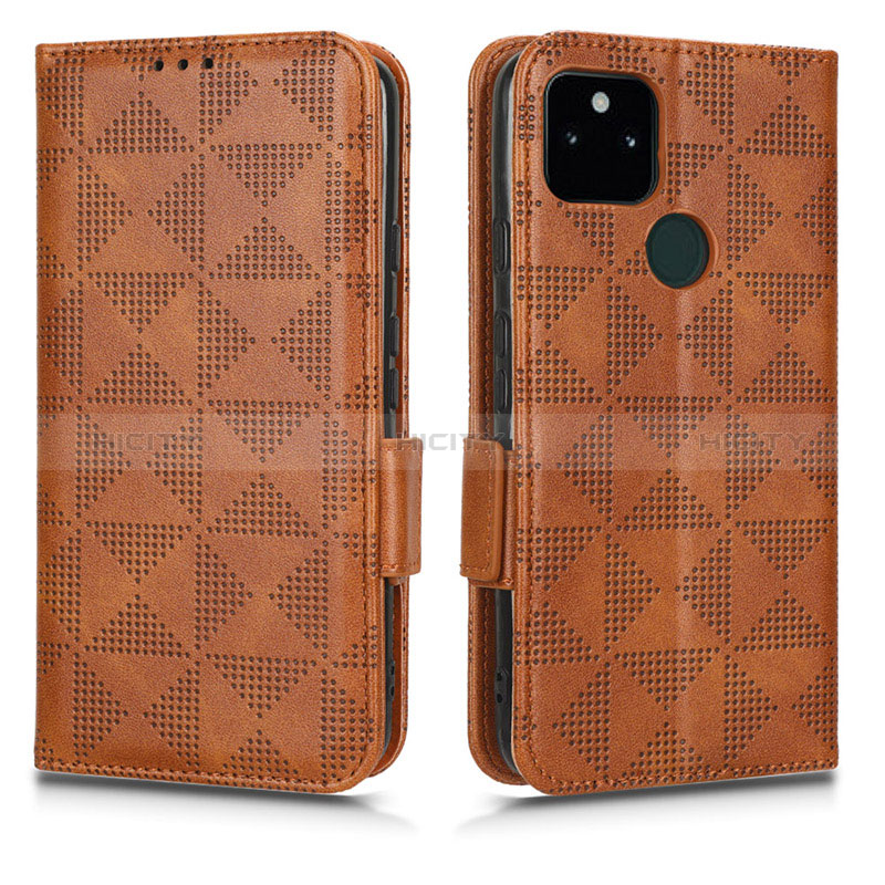 Funda de Cuero Cartera con Soporte Carcasa C02X para Google Pixel 5a 5G Marron