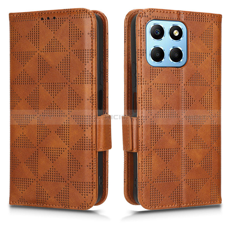 Funda de Cuero Cartera con Soporte Carcasa C02X para Huawei Honor X6 Marron