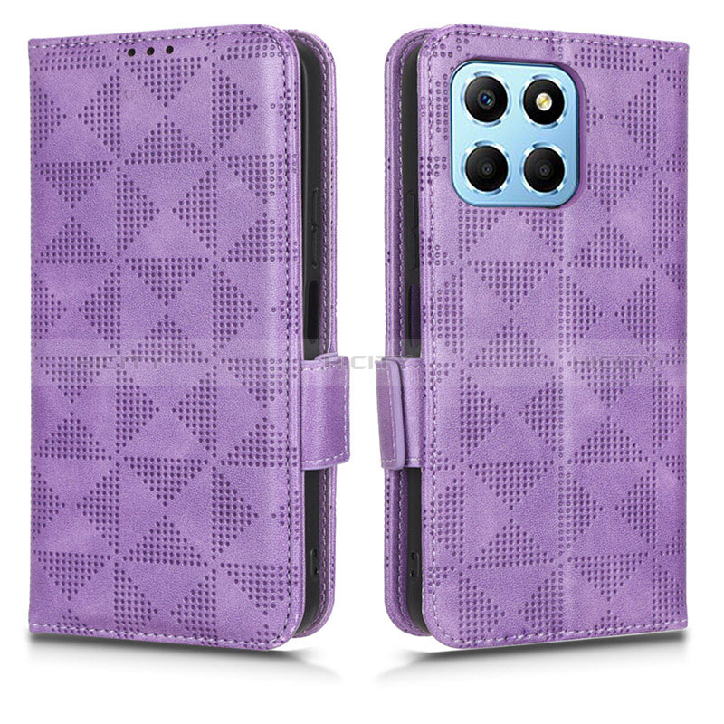 Funda de Cuero Cartera con Soporte Carcasa C02X para Huawei Honor X6S Morado