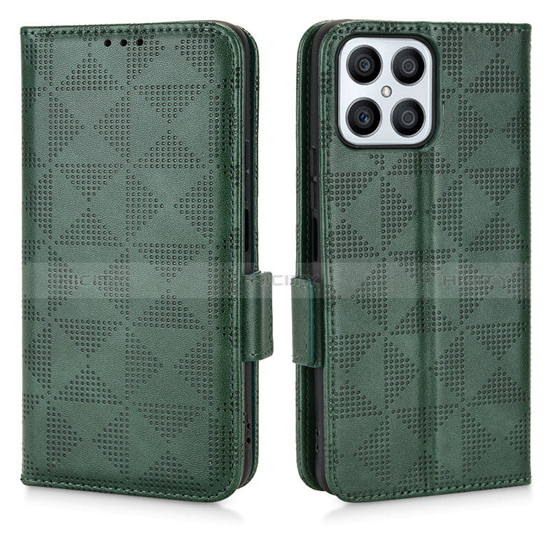 Funda de Cuero Cartera con Soporte Carcasa C02X para Huawei Honor X8 4G Verde