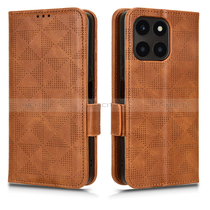 Funda de Cuero Cartera con Soporte Carcasa C02X para Huawei Honor X8b Marron