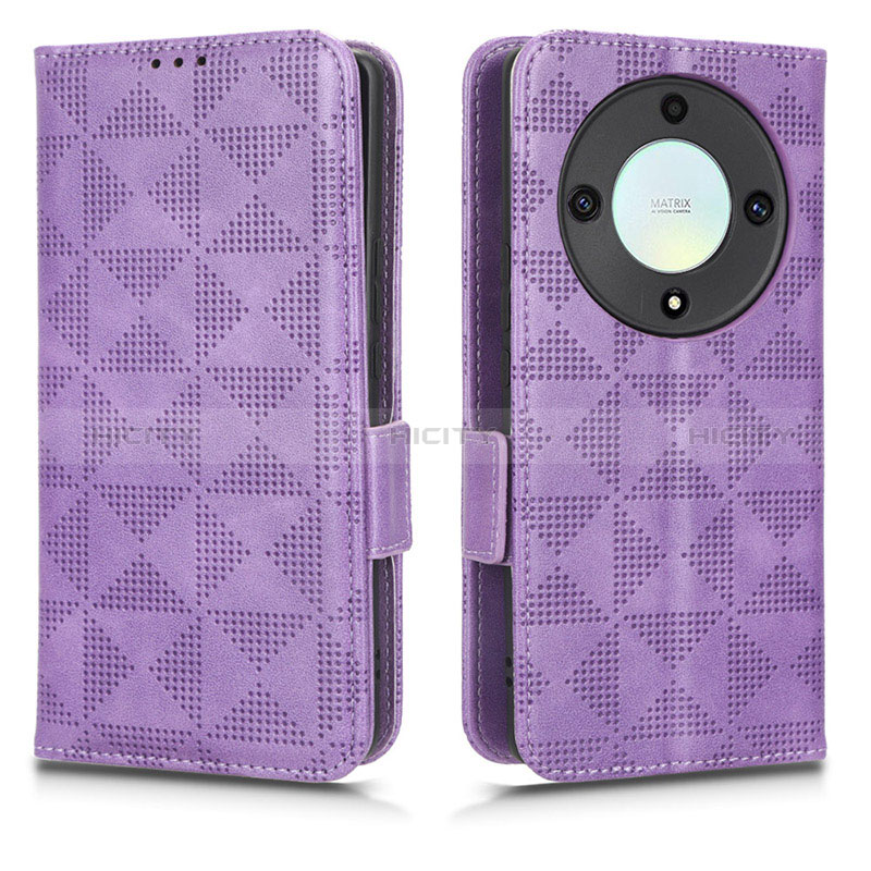 Funda de Cuero Cartera con Soporte Carcasa C02X para Huawei Honor X9a 5G Morado