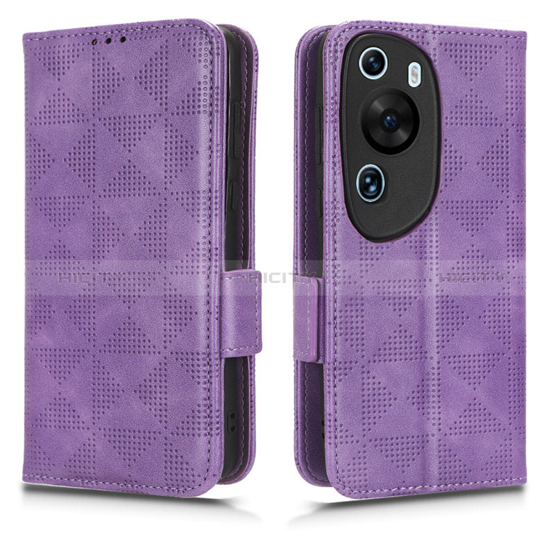 Funda de Cuero Cartera con Soporte Carcasa C02X para Huawei P60 Art Morado