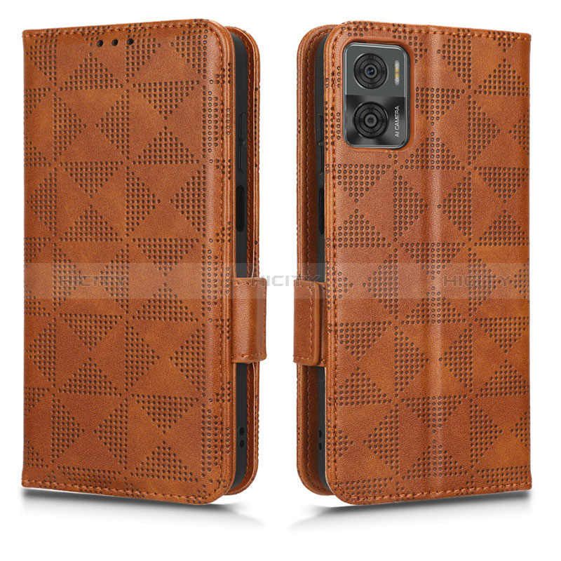 Funda de Cuero Cartera con Soporte Carcasa C02X para Motorola Moto E22i Marron