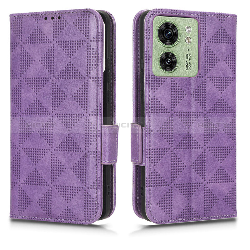 Funda de Cuero Cartera con Soporte Carcasa C02X para Motorola Moto Edge (2023) 5G Morado