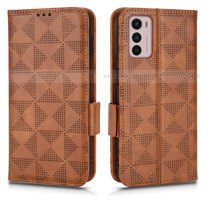 Funda de Cuero Cartera con Soporte Carcasa C02X para Motorola Moto G42 Marron