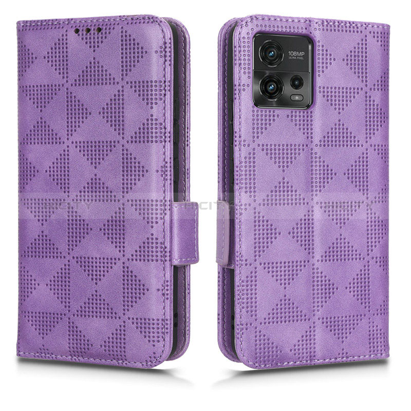 Funda de Cuero Cartera con Soporte Carcasa C02X para Motorola Moto G72 Morado