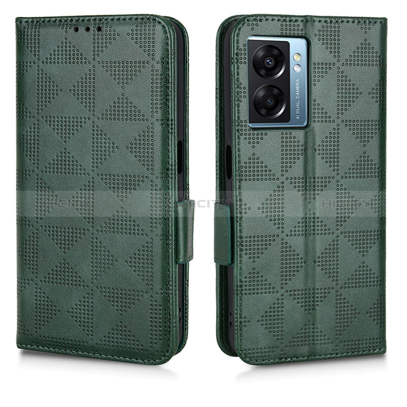 Funda de Cuero Cartera con Soporte Carcasa C02X para Oppo A56S 5G Verde