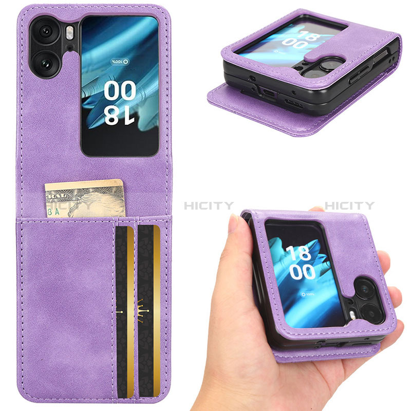 Funda de Cuero Cartera con Soporte Carcasa C02X para Oppo Find N2 Flip 5G