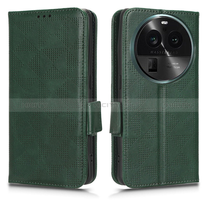 Funda de Cuero Cartera con Soporte Carcasa C02X para Oppo Find X6 5G Verde