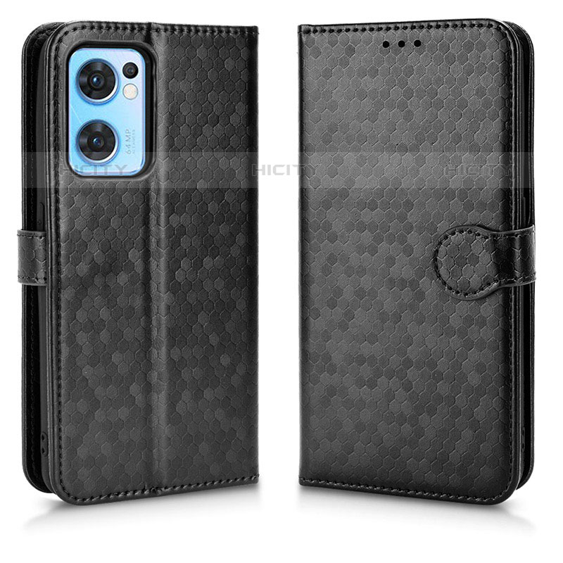 Funda de Cuero Cartera con Soporte Carcasa C02X para Oppo Reno7 5G Negro