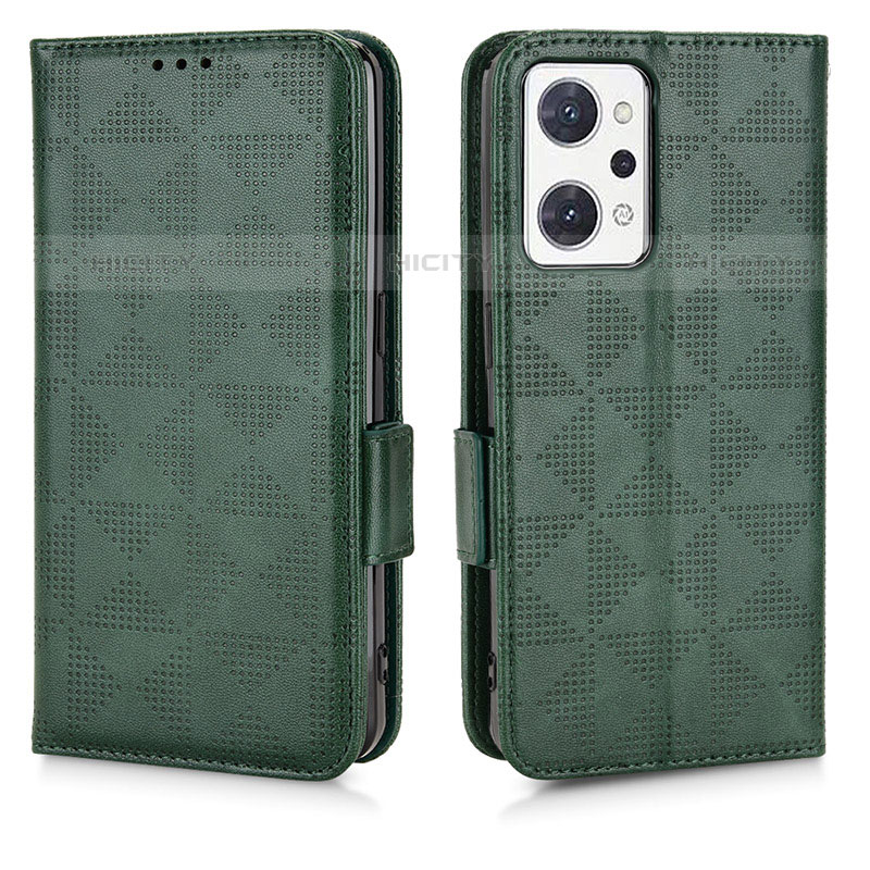 Funda de Cuero Cartera con Soporte Carcasa C02X para Oppo Reno7 A Verde