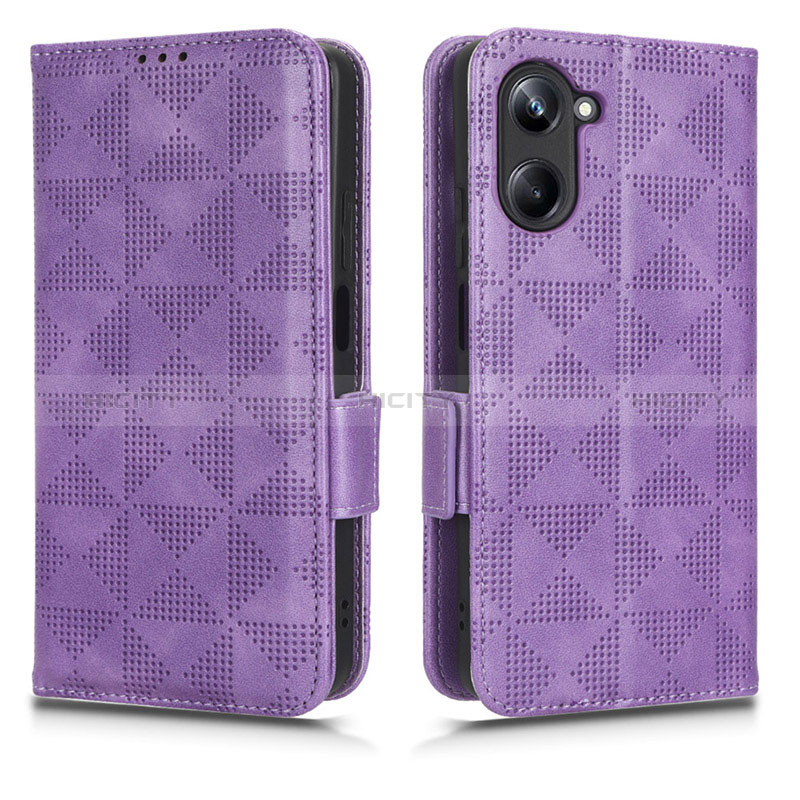 Funda de Cuero Cartera con Soporte Carcasa C02X para Realme 10 4G Morado