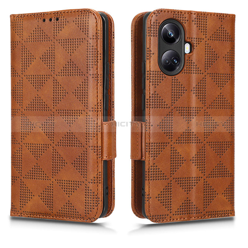 Funda de Cuero Cartera con Soporte Carcasa C02X para Realme 10 Pro+ Plus 5G Marron