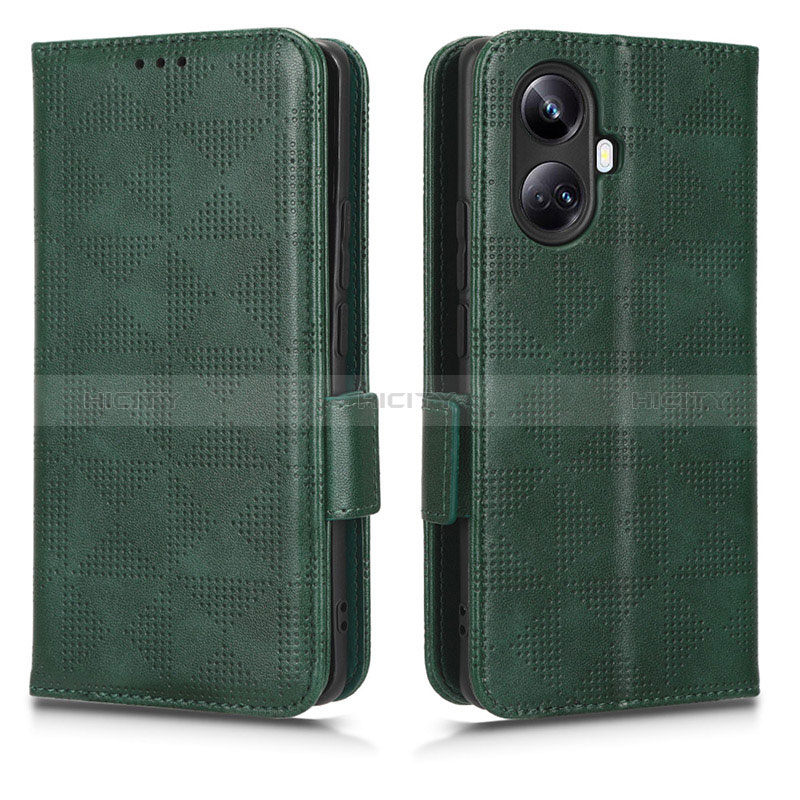 Funda de Cuero Cartera con Soporte Carcasa C02X para Realme 10 Pro+ Plus 5G Verde