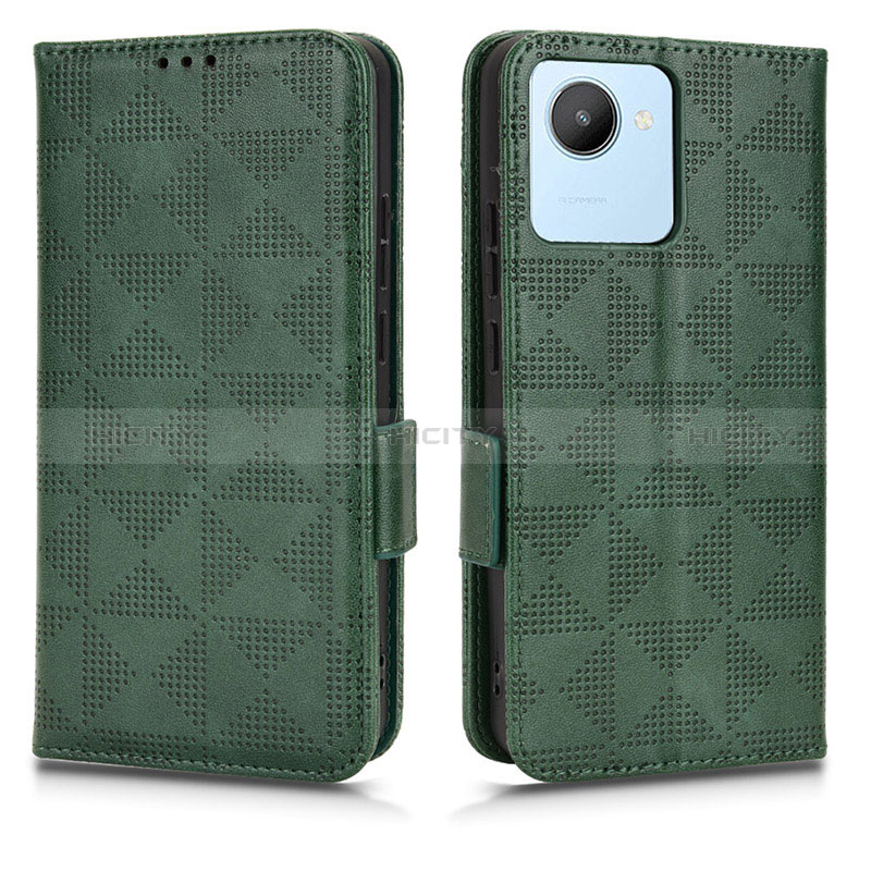 Funda de Cuero Cartera con Soporte Carcasa C02X para Realme C30s Verde