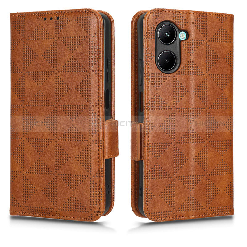 Funda de Cuero Cartera con Soporte Carcasa C02X para Realme C33 (2023) Marron