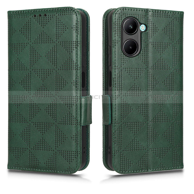 Funda de Cuero Cartera con Soporte Carcasa C02X para Realme C33 Verde