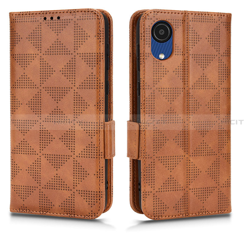 Funda de Cuero Cartera con Soporte Carcasa C02X para Samsung Galaxy A03 Core Marron