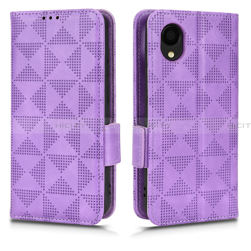 Funda de Cuero Cartera con Soporte Carcasa C02X para Samsung Galaxy A22 5G SC-56B Morado