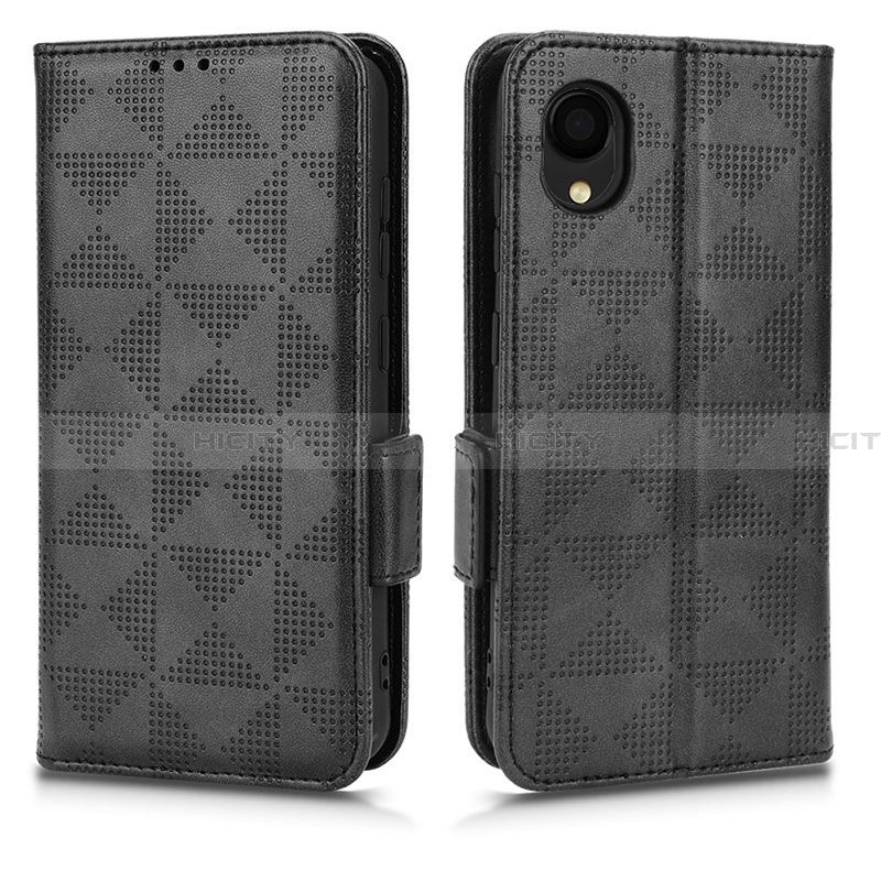 Funda de Cuero Cartera con Soporte Carcasa C02X para Samsung Galaxy A22 5G SC-56B Negro