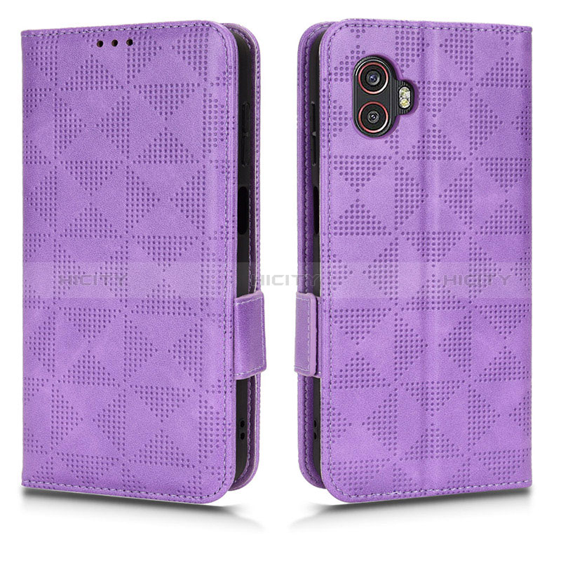 Funda de Cuero Cartera con Soporte Carcasa C02X para Samsung Galaxy XCover 6 Pro 5G Morado