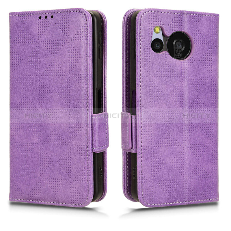 Funda de Cuero Cartera con Soporte Carcasa C02X para Sharp Aquos Sense8 Morado