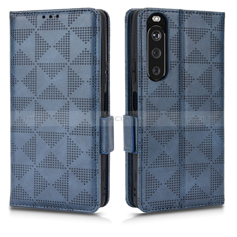 Funda de Cuero Cartera con Soporte Carcasa C02X para Sony Xperia 1 III Azul