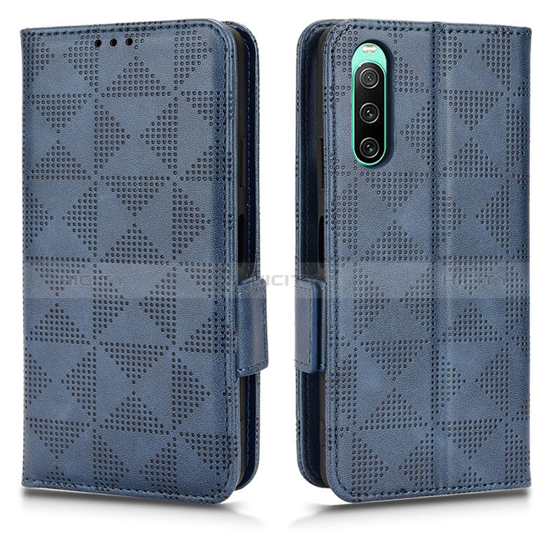 Funda de Cuero Cartera con Soporte Carcasa C02X para Sony Xperia 10 IV Azul