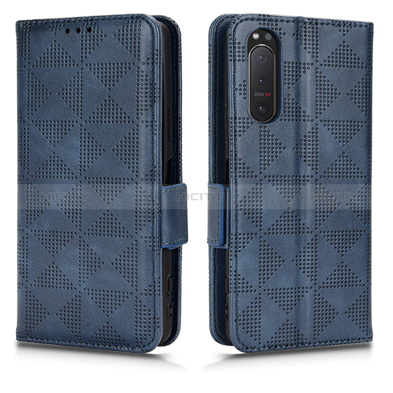 Funda de Cuero Cartera con Soporte Carcasa C02X para Sony Xperia 5 II Azul