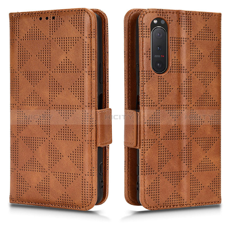 Funda de Cuero Cartera con Soporte Carcasa C02X para Sony Xperia 5 II Marron