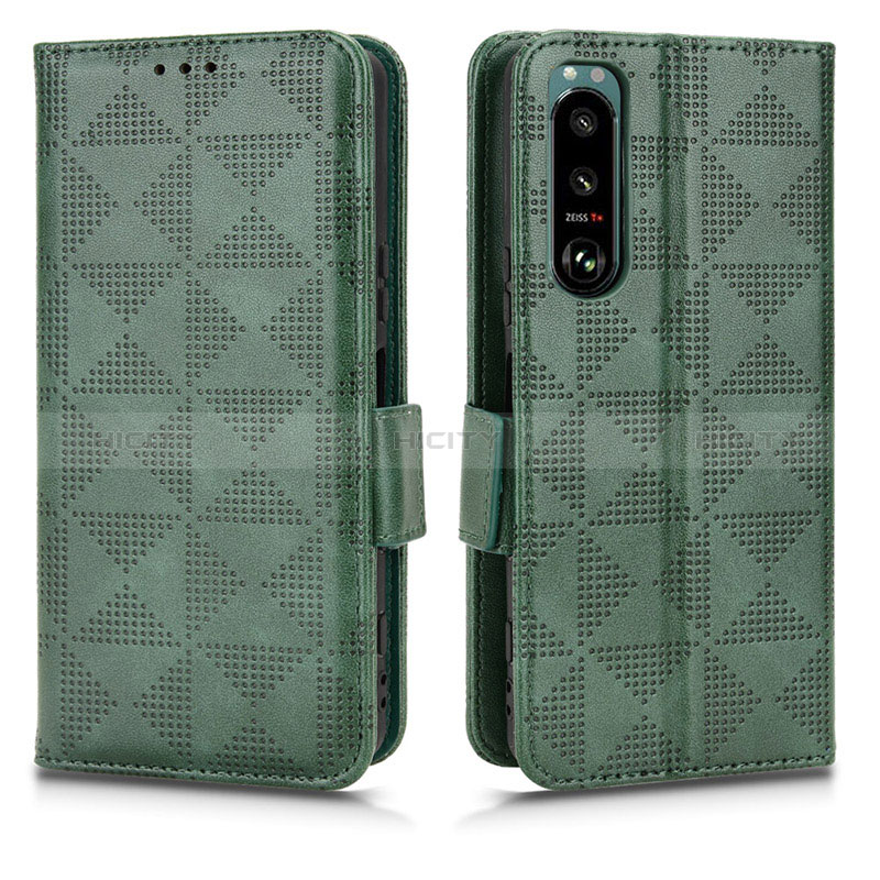 Funda de Cuero Cartera con Soporte Carcasa C02X para Sony Xperia 5 III SO-53B Verde