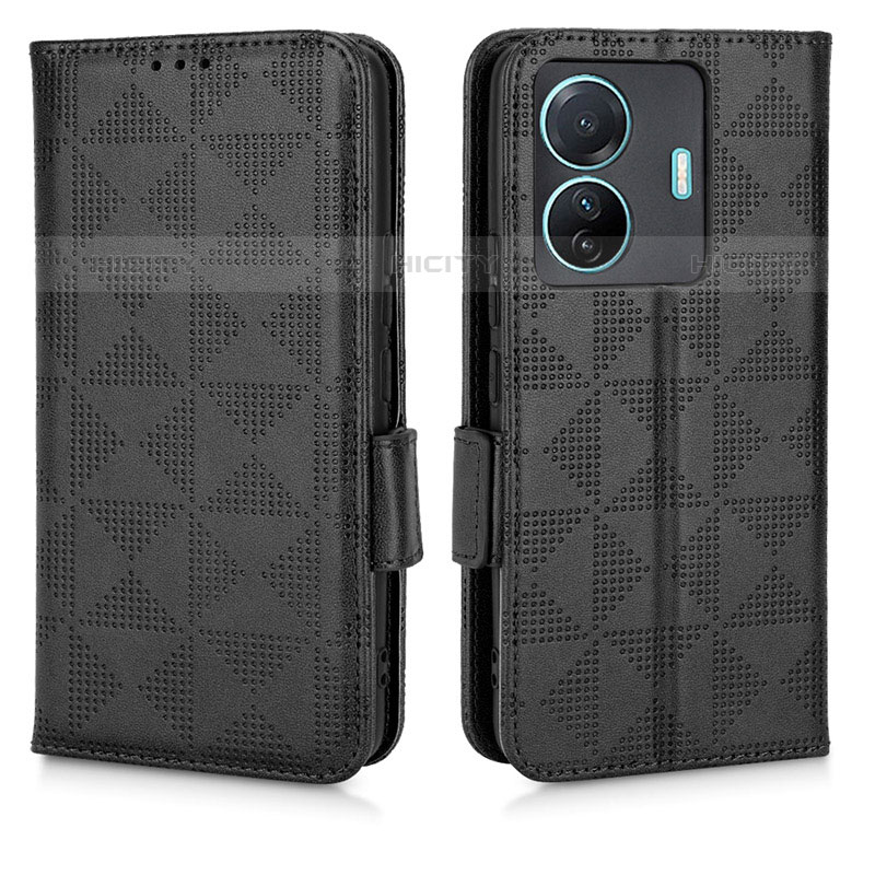 Funda de Cuero Cartera con Soporte Carcasa C02X para Vivo iQOO Z6 Pro 5G Negro