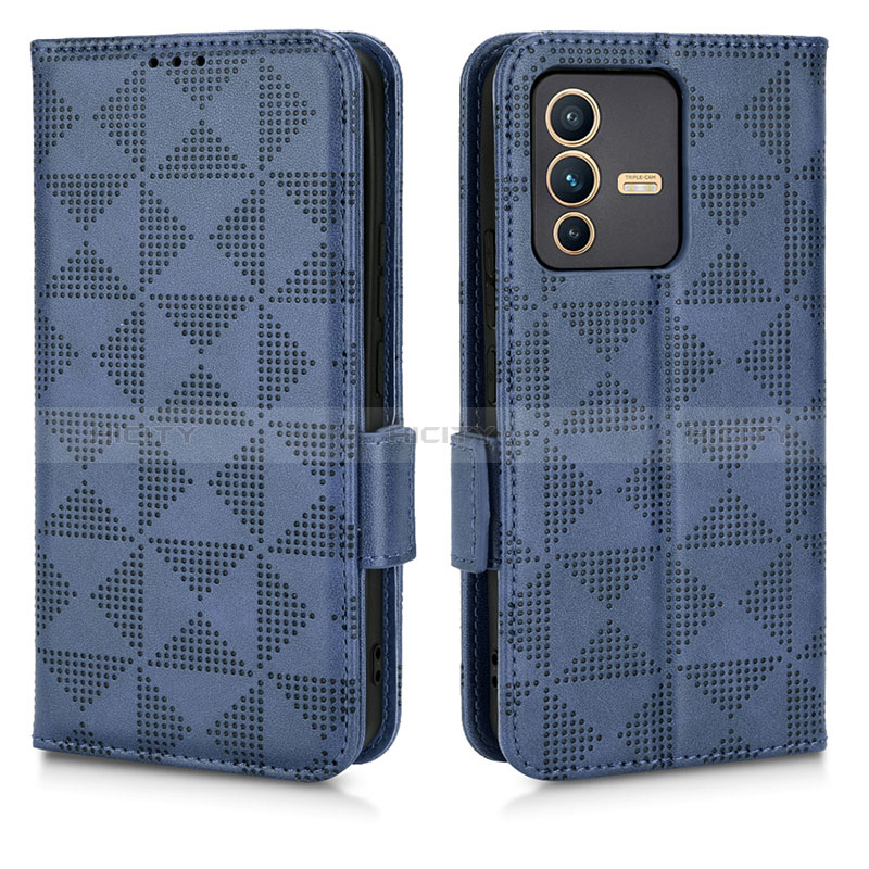 Funda de Cuero Cartera con Soporte Carcasa C02X para Vivo V23 Pro 5G Azul