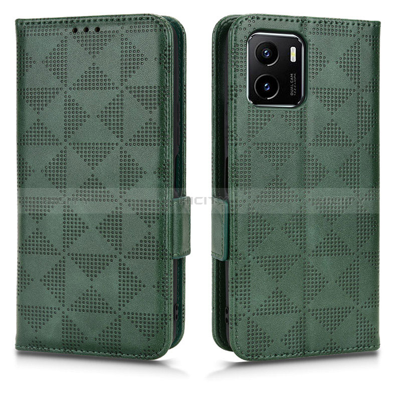 Funda de Cuero Cartera con Soporte Carcasa C02X para Vivo Y10 t1 Verde