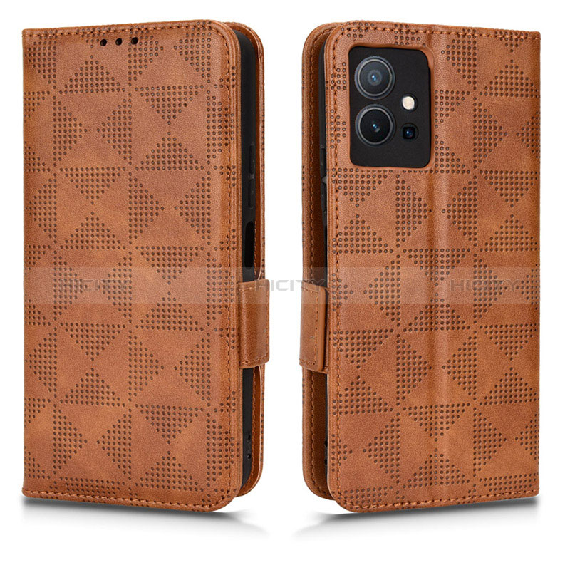 Funda de Cuero Cartera con Soporte Carcasa C02X para Vivo Y55s 5G Marron