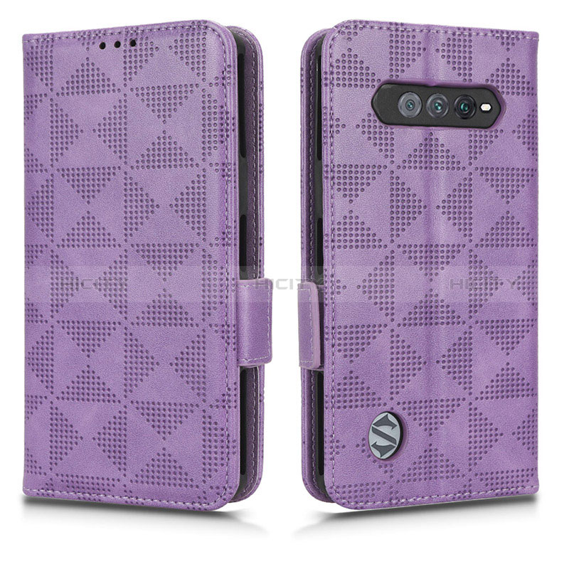 Funda de Cuero Cartera con Soporte Carcasa C02X para Xiaomi Black Shark 4S 5G Morado